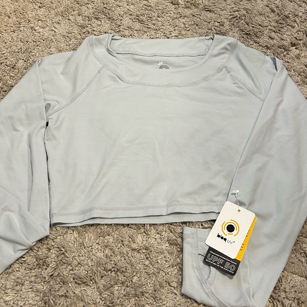 Light Blue Long Sleeve Crop Top